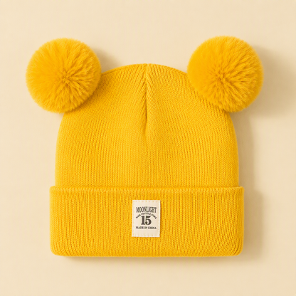 Adorable Double Pom-Pom Knit Beanie for Kids