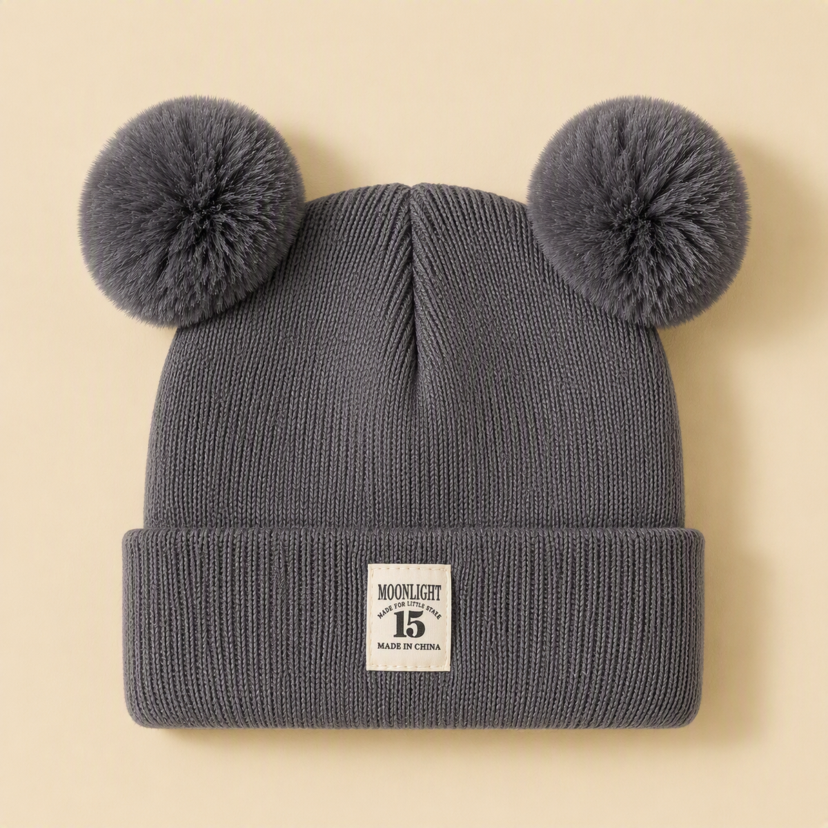 Adorable Double Pom-Pom Knit Beanie for Kids